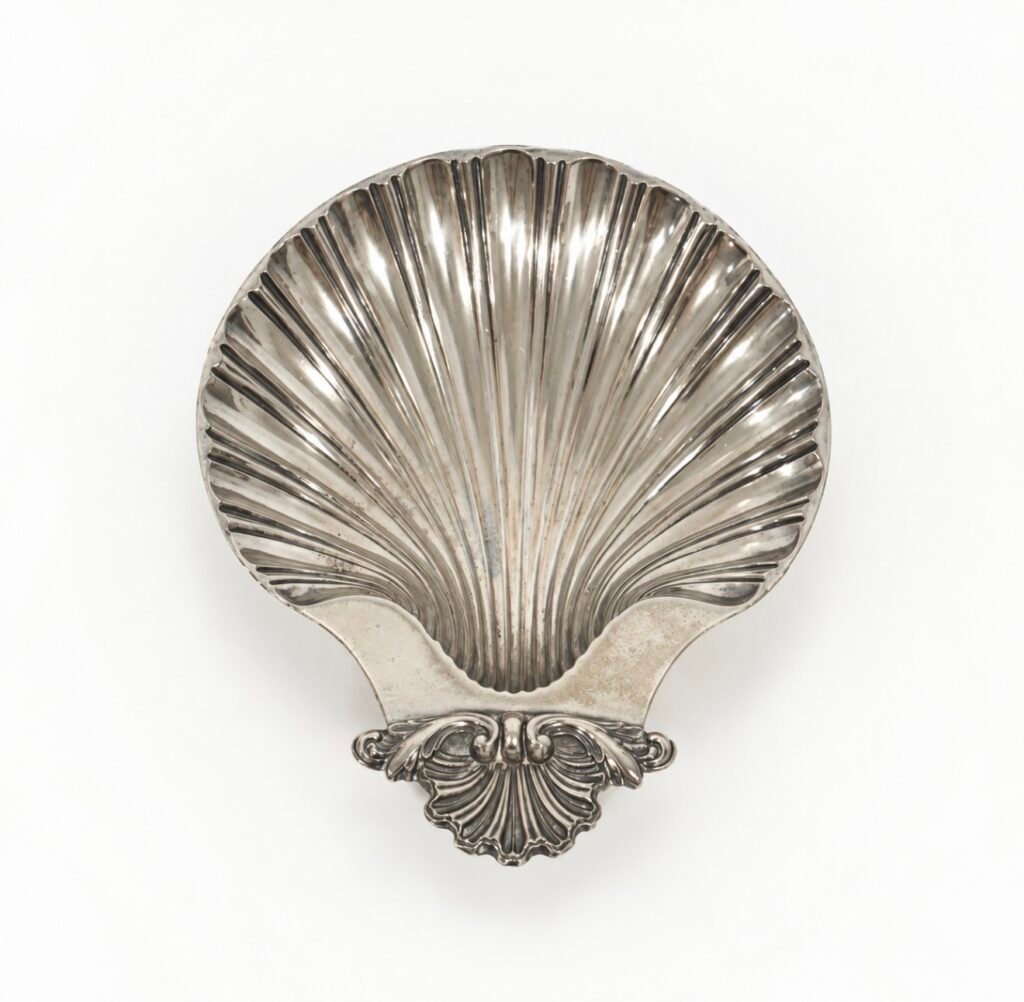 Vintage silver-plated Sheffield shell dish, circa 1950s